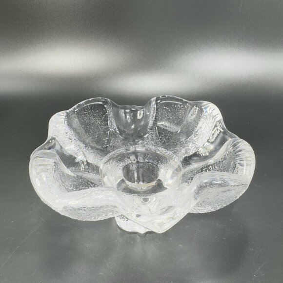 Orrefors Sweden Textured Scalloped Votive Candle Holder Clear Signed Glass VTG - Picture 12 of 15
